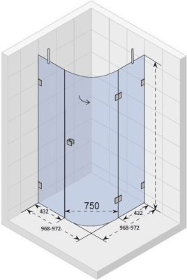 Душевой уголок Riho Scandic Mistral M308 100x100 GX0406202 R профиль Хром стекло прозрачное