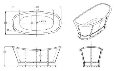 Акриловая ванна BelBagno BB33 168x78 Белая глянцевая