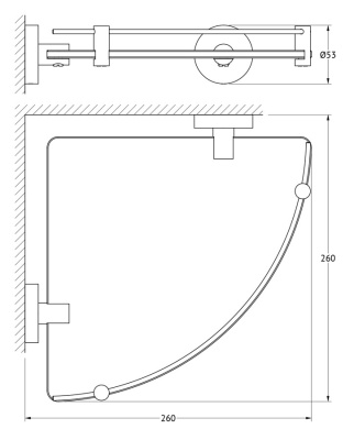 Стеклянная полка Artwelle Harmonie HAR 039 угловая Хром
