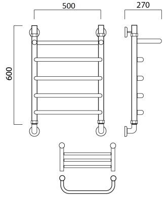 Водяной полотенцесушитель Aquanerzh 004-0A6050 Хром