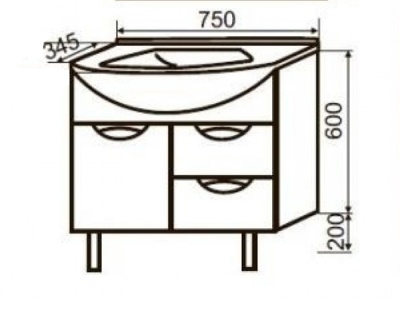 Тумба с раковиной SanVit Лайм Lux 75 klaimn075 в цвете Ral Белый глянец