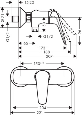 Смеситель для душа Hansgrohe Novus 71062000 Хром