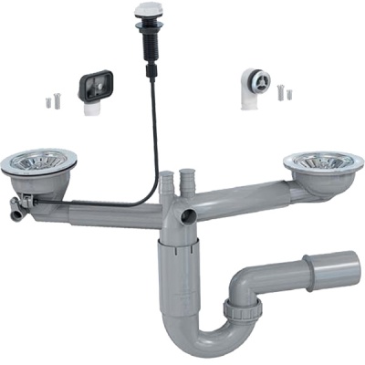 Сифон для кухонной мойки Prevex P-loc PL2-R9C45-SANT-01 автомат Серый