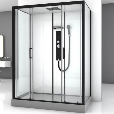 Душевая кабина Black&White Galaxy G8010 с гидромассажем профиль Черный задняя стенка Белая