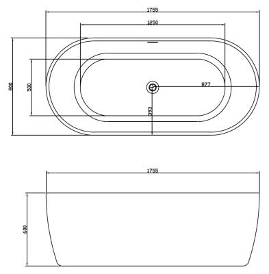Акриловая ванна Abber AB9219 175x80 без гидромассажа