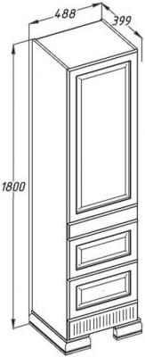 Шкаф пенал Opadiris Оникс 50 L Z0000005741 Белый глянцевый с золотой патиной