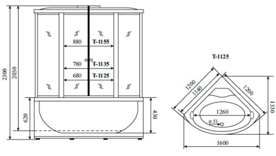 Душевой бокс Timo Standart 120x120 T-1125 с гидромассажем