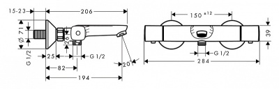 Смеситель для ванны Hansgrohe Ecostat Universal 13123000 с термостатом Хром