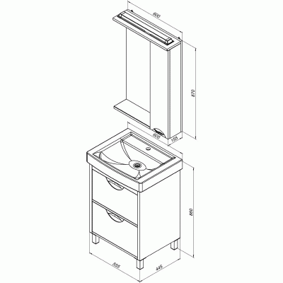 Комплект мебели для ванной Aquanet Гретта 60 239429 Белый