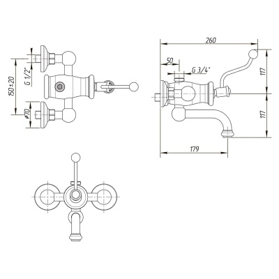 Смеситель для ванны Migliore Vivaldi ML.VIV-9903 Хром
