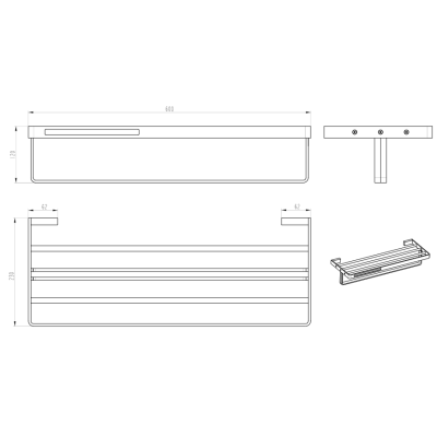 Полка для полотенец Boheme Q 10947-G-B Черная Золото