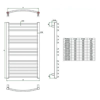 Электрический полотенцесушитель Grota Calma 48х150 Хром