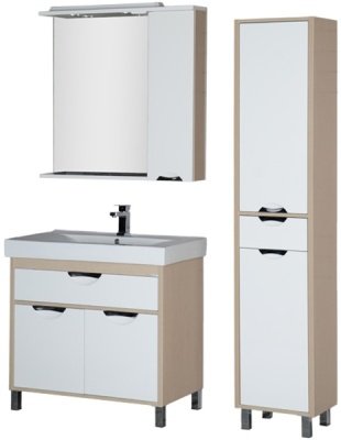 Зеркало со шкафом Aquanet Гретта 90 173987 с подсветкой R Дуб светлый