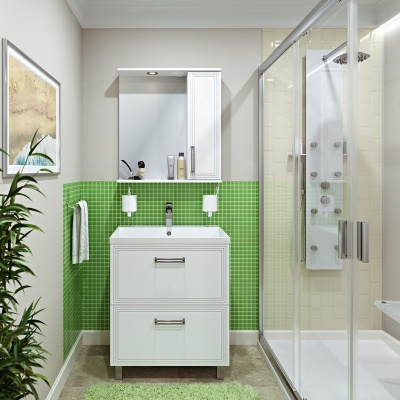 Зеркало со шкафом Runo Олимпия 70 R Белое