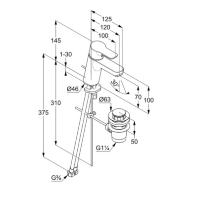Смеситель для раковины Kludi Pure&Easy 373820565 Хром