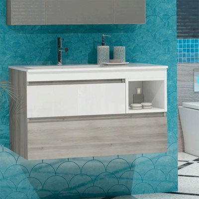 Тумба под раковину Opadiris Фортуна 90 Z0000015122 Белая глянцевая/Орегон