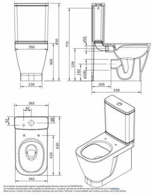 Унитаз компакт Sanindusa Look 134024004 без бачка и сиденья
