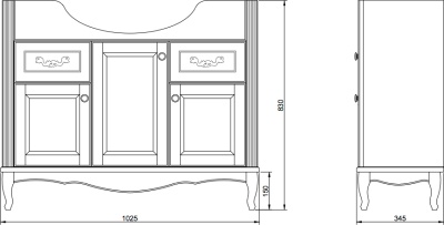 Тумба под раковину ValenHouse Эллина 105 E105_ТСХ Слоновая кость ручки Хром