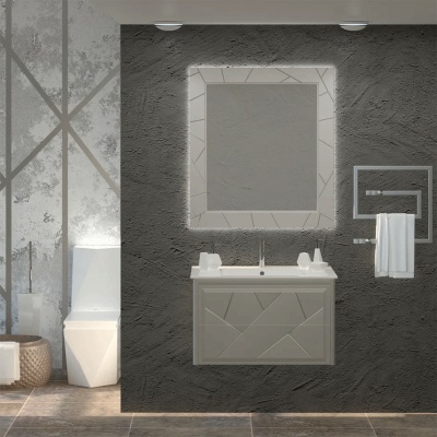 Тумба под раковину Opadiris Луиджи 90 00-00000014 подвесная Серый матовый