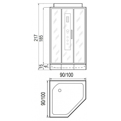 Душевая кабина River Penta 90x90x15 10000003116+10000003089 с поддоном
