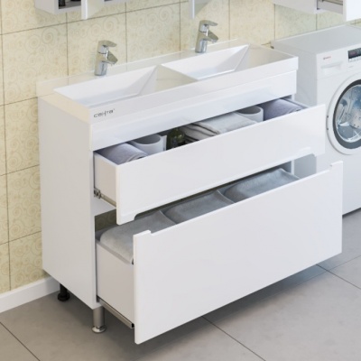 Тумба с раковиной СанТа Лондон 100/2 2 ящика Белая