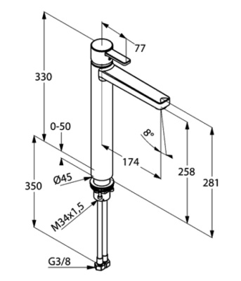 Смеситель для раковины Kludi Zenta 382570575 Хром
