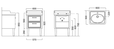 Тумба под раковину Kerama Marazzi Pompei 60 2 ящика Белая