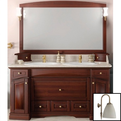 Комплект мебели для ванной Opadiris Лучия 150 Орех антикварный со светильником Изабель Бронза