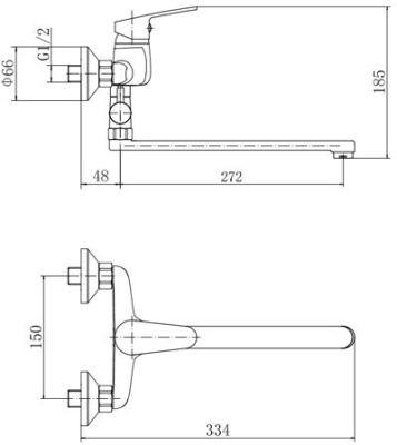 Смеситель для ванны Fashun A2116 универсальный Хром