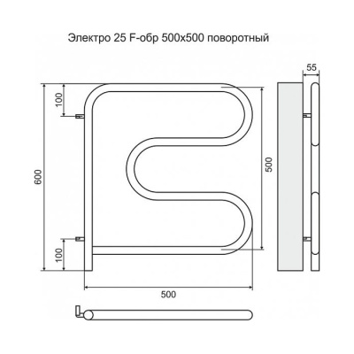 Электрический полотенцесушитель Terminus F-образный 500x500 4620768883880 поворотный Хром