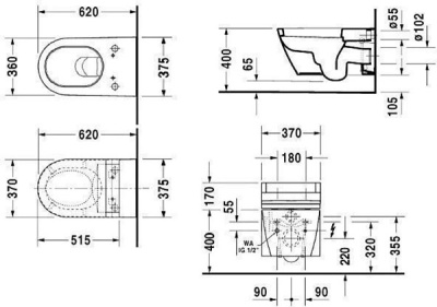 Унитаз Duravit Starck 2 2533590000 подвесной без крышки-сиденья