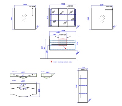 Тумба под раковину Aqwella 5 Stars Милан 100 Mil.01.10/2/W 2 ящика подвесная Белая