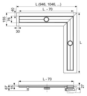Душевой лоток Tece Drainline 120x120 611200 угловой без крышки
