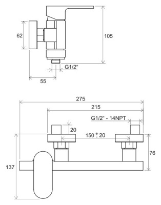 Смеситель для душа Ravak Chrome CR 032.00 150 X070043 Хром