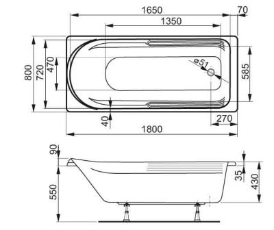 Акриловая ванна Vagnerplast Hera 180x80 без гидромассажа