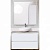 Комплект мебели для ванной BelBagno SET-KRAFT-800-BO-C-BB344-LOY-GRT-800/800 с зеркалом и смесителем Bianco Opaco, столешница - Cemento (без нанесения узора)