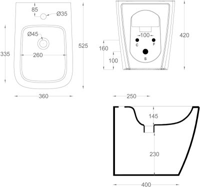 Биде Artceram A16 ASB002 05 00 Белое матовое
