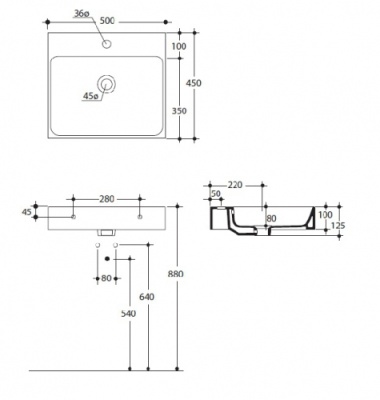 Раковина Kerasan Cento 3530 500 мм