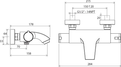 Смеситель Ravak TE 082.00/150 Хром