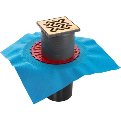 Душевой трап Berges Wasserhaus Zentrum Antik 100x100 092464 с решеткой Золото глянец