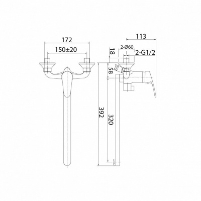 Смеситель для ванны Milardo Simp SIMSB02M10 универсальный Хром