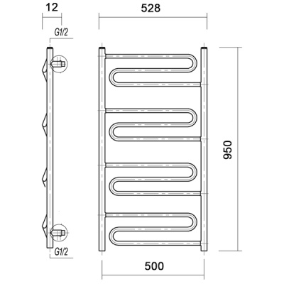 Полотенцесушитель водяной Domoterm Офелия П12 500*950 АБР Античная бронза