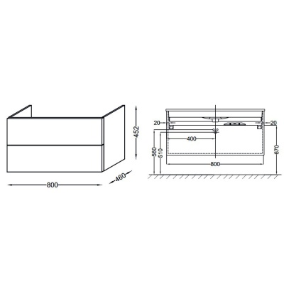 Тумба под раковину Jacob Delafon Vox 80 EB2078-R1-E16 подвесная Ореховое дерево