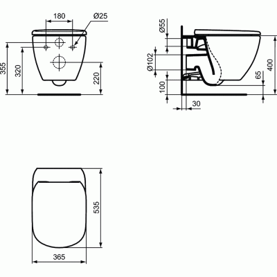 Унитаз Ideal Standard Tesi T007901 подвесной без сиденья