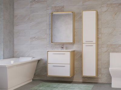 Шкаф пенал Raval Frame 35 подвесной Белый