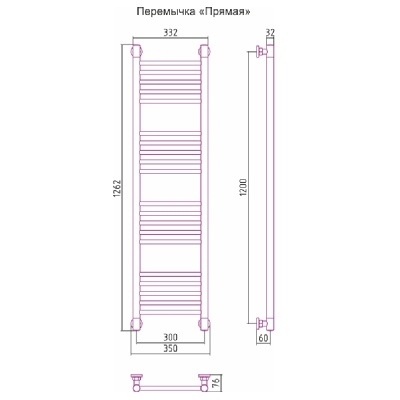 Водяной полотенцесушитель Сунержа Богема прямая 1200х300 Хром