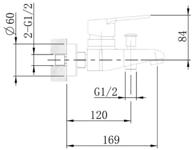 Смеситель для ванны Agger Right A2910000 Хром