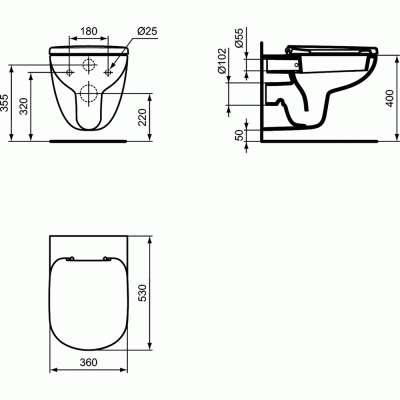 Унитаз Ideal Standard Tempo T331101 подвесной без сиденья