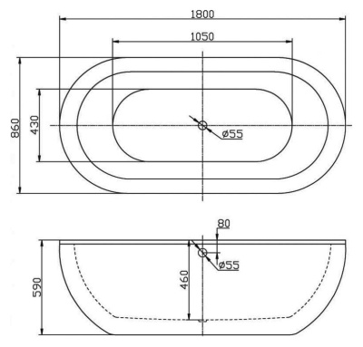 Акриловая ванна BelBagno BB13 180x86 Белая