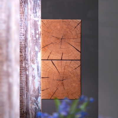 Тумба под раковину Бриклаер Форест 40 подвесная Антрацит со вставкой Пенёк